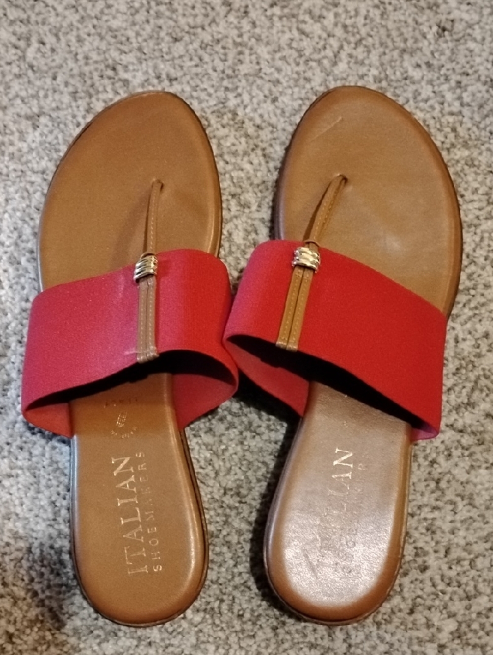 Italian Shoemakers Red and Brown Slide Sandals